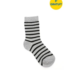 Bas femme à rayures - Noir&gris - #91B-30