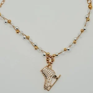 Collier de Patinage Tressé en Or avec Perles