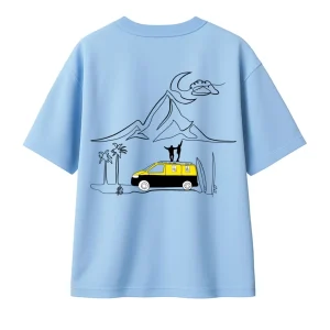 T-shirt Minimaliste Brodé 100% Coton – Design Vanlife (F)