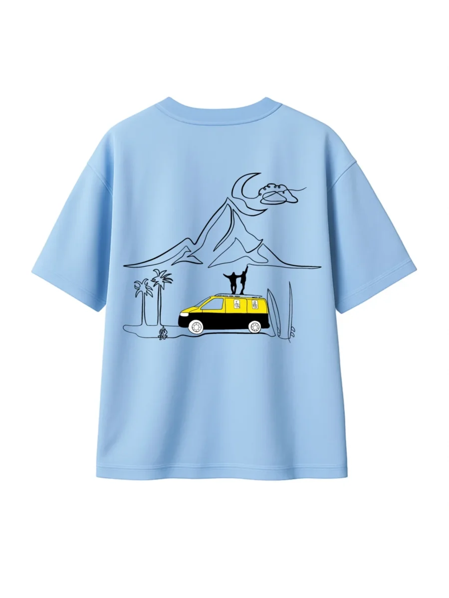 T-shirt Minimaliste Brodé 100% Coton – Design Vanlife (F)