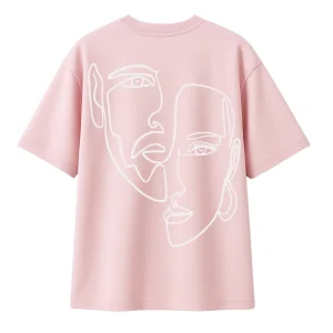 T-shirt Minimaliste Brodé 100% Coton – Design Double Visage