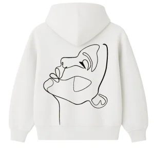 Hoodie 460g 100% Coton – Broderie Minimaliste - Design One Line Draw
