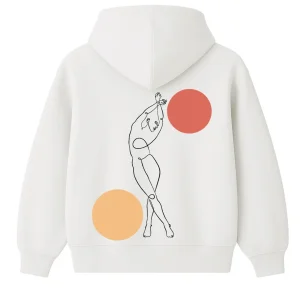 Hoodie 460g 100% Coton – Broderie Minimaliste - Design Danse des Formes (F)