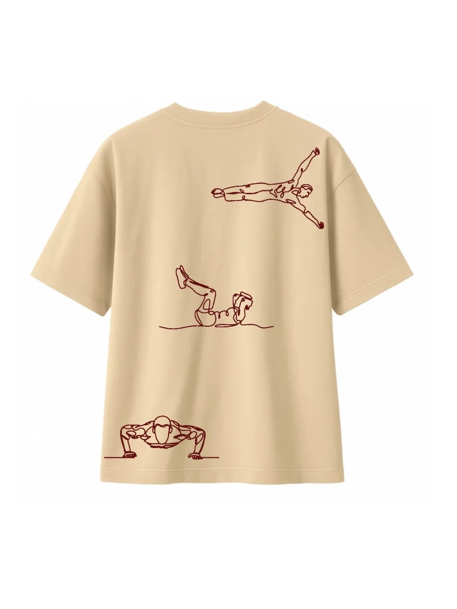 T-shirt Minimaliste Brodé 100% Coton – Design Street-Workout (F)