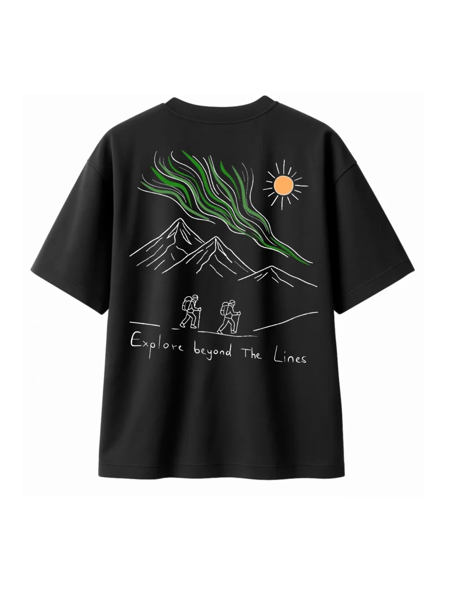 T-shirt Minimaliste Brodé 100% Coton – Design Randonnée (F) - Image 6