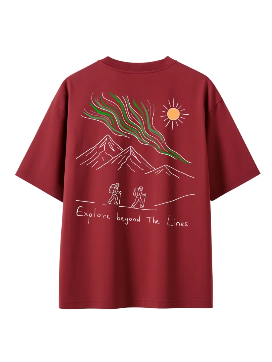 T-shirt Minimaliste Brodé 100% Coton – Design Randonnée (F)