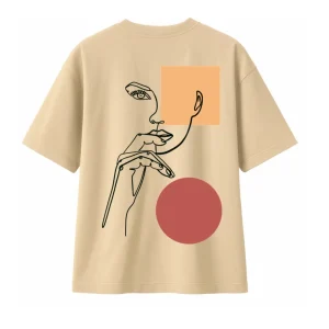 T-shirt Minimaliste Brodé 100% Coton – Design Pensive (F)