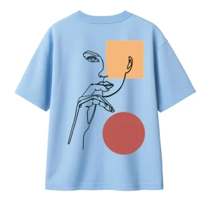 T-shirt Minimaliste Brodé 100% Coton – Design Pensive