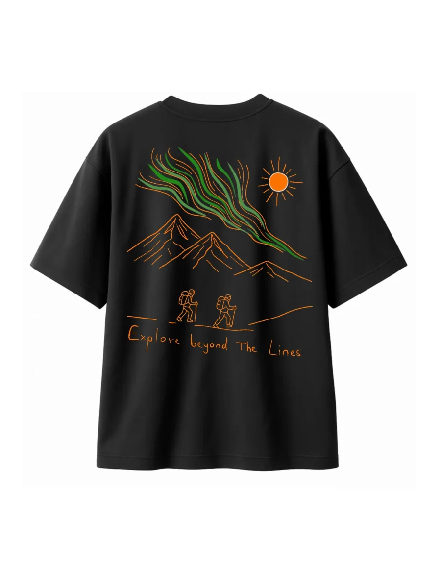 T-shirt Minimaliste Brodé 100% Coton – Design Randonnée (F) - Image 5