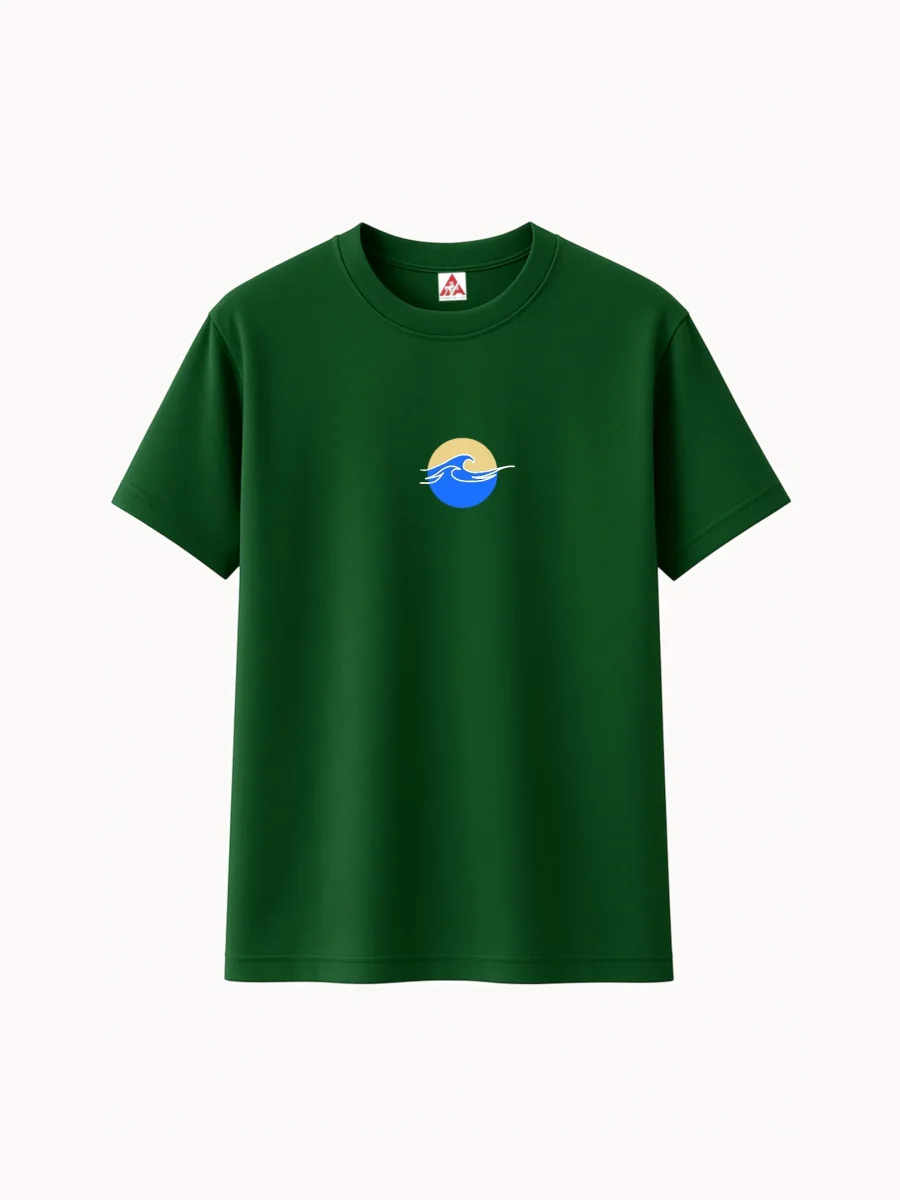 T-shirt Minimaliste Brodé 100% Coton – Design Vague (F) - Image 5