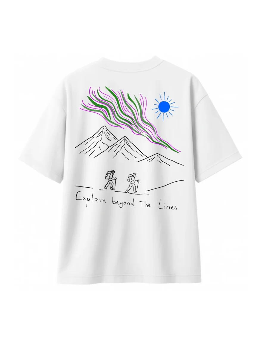 T-shirt Minimaliste Brodé 100% Coton – Design Randonnée (F) - Image 8