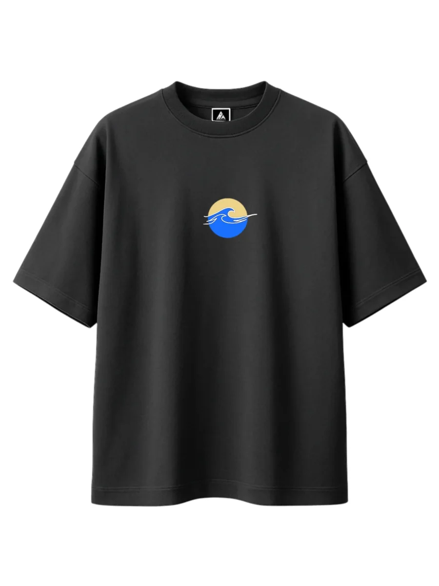 T-shirt Minimaliste Brodé 100% Coton – Design Vague (F) - Image 3