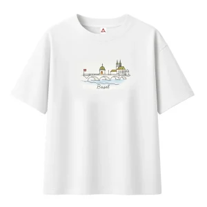 T-shirt Minimaliste Brodé 100% Coton – Design Basel