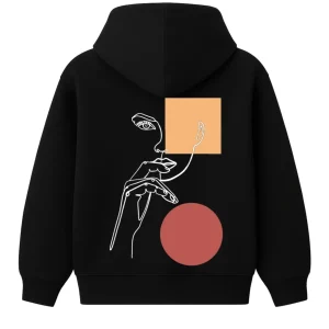 Hoodie 460g 100% Coton – Broderie Minimaliste - Design Pensive (F)