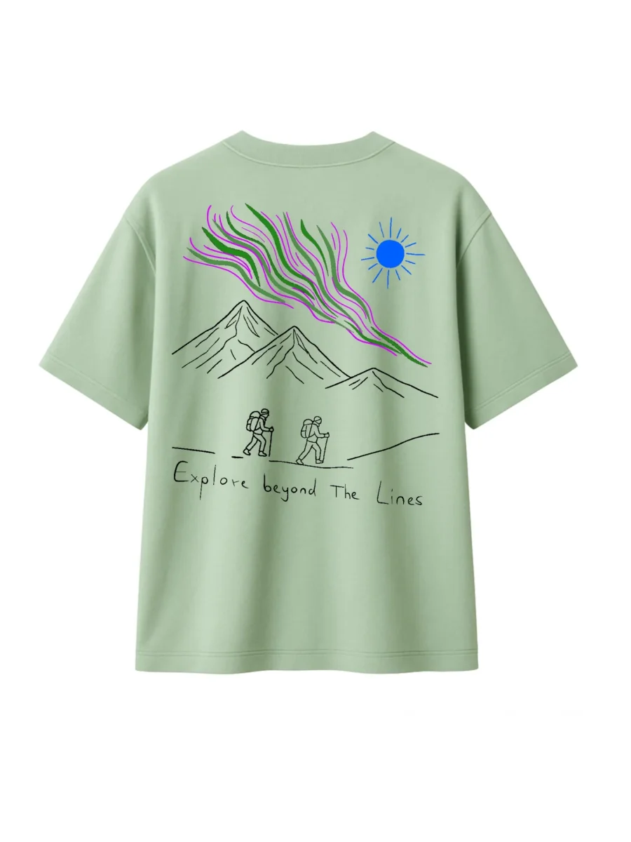 T-shirt Minimaliste Brodé 100% Coton – Design Randonnée (F) - Image 9