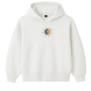 Hoodie 460g 100% Coton – Broderie Minimaliste - Design Soleil/Lune (F)