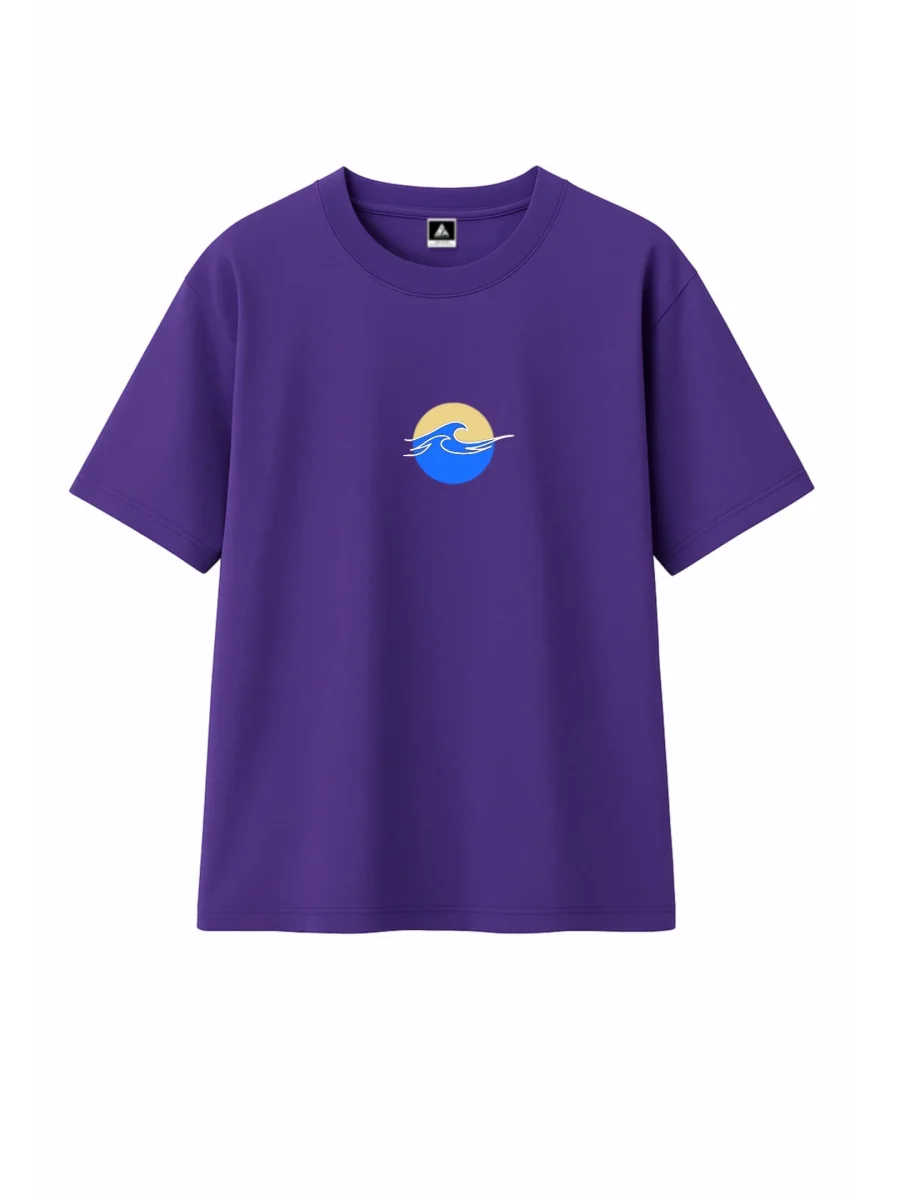 T-shirt Minimaliste Brodé 100% Coton – Design Vague (F) - Image 7