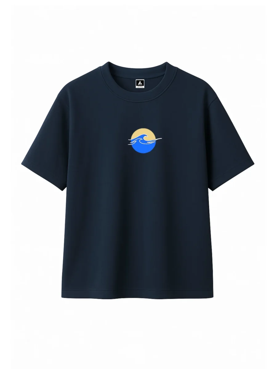 T-shirt Minimaliste Brodé 100% Coton – Design Vague (F) - Image 6