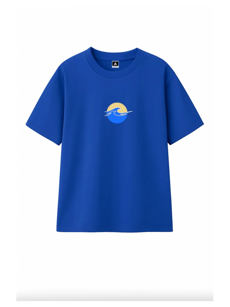 T-shirt Minimaliste Brodé 100% Coton – Design Vague (F) - Image 8