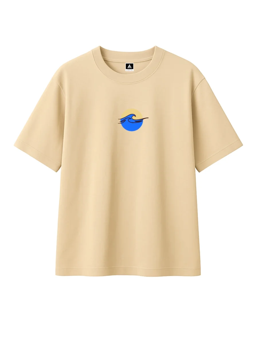 T-shirt Minimaliste Brodé 100% Coton – Design Vague (F) - Image 9