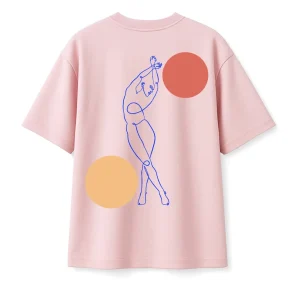 T-shirt Minimaliste Brodé 100% Coton – Design Danse des Formes