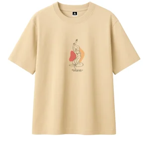 T-shirt Minimaliste Brodé 100% Coton – Design Femme Assise