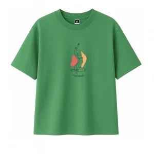 T-shirt Minimaliste Brodé 100% Coton – Design Femme Assise (F)