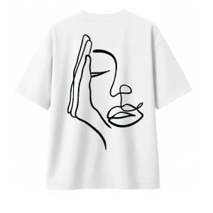 T-shirt Minimaliste Brodé 100% Coton – Design Visage Caché (F)