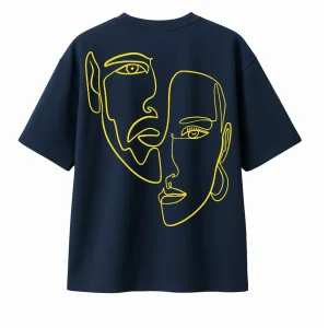 T-shirt Minimaliste Brodé 100% Coton – Design Double Visage (F)