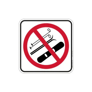 Panneau ski, planches et batons interdits