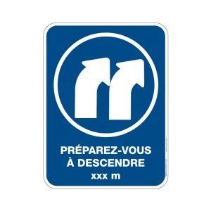 Panneau Préparez-vous à descendre (droite)