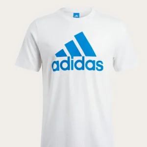 T-shirt blanc homme logo bleu